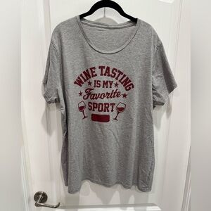 Wine Tasting Is My Favorite Sport Women Plus 1X Top NWOT